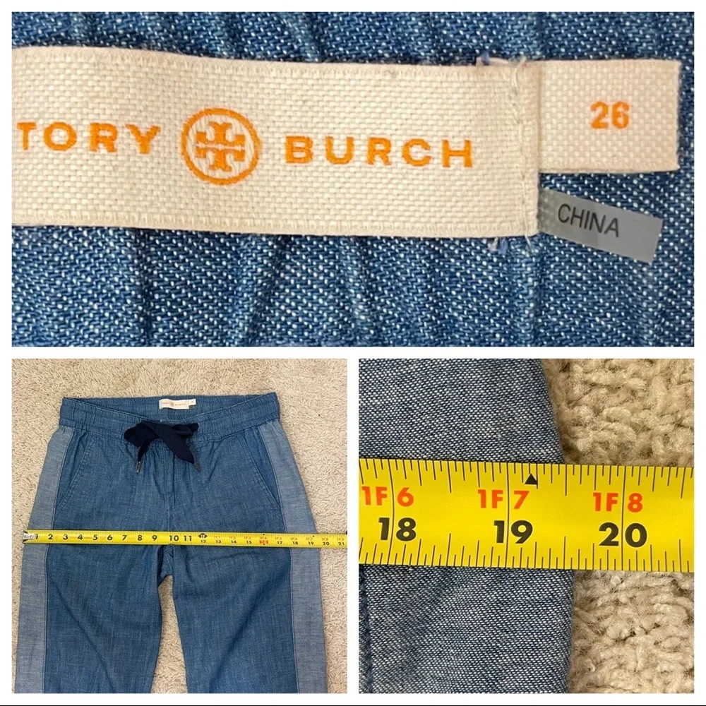 Tory Burch Blue Allegra Ribbon Casual Pants